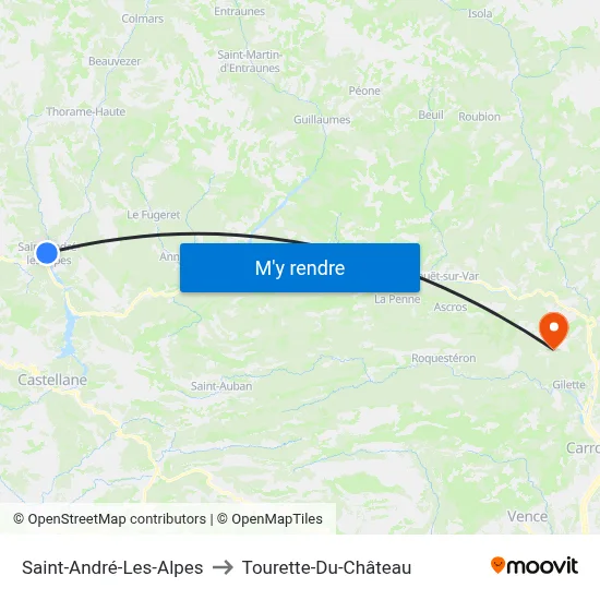 Saint-André-Les-Alpes to Tourette-Du-Château map