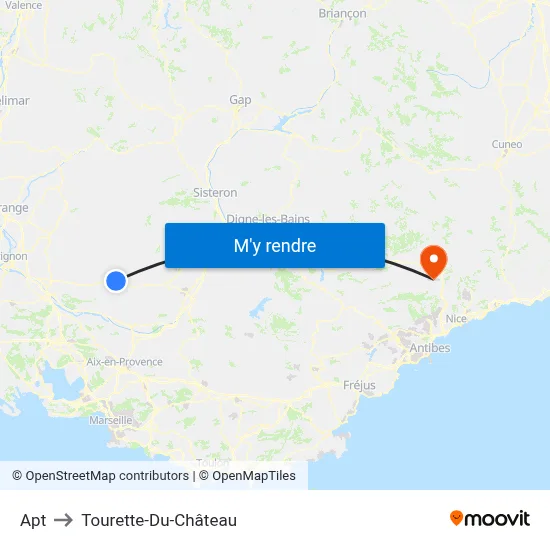 Apt to Tourette-Du-Château map