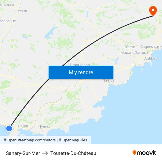 Sanary-Sur-Mer to Tourette-Du-Château map