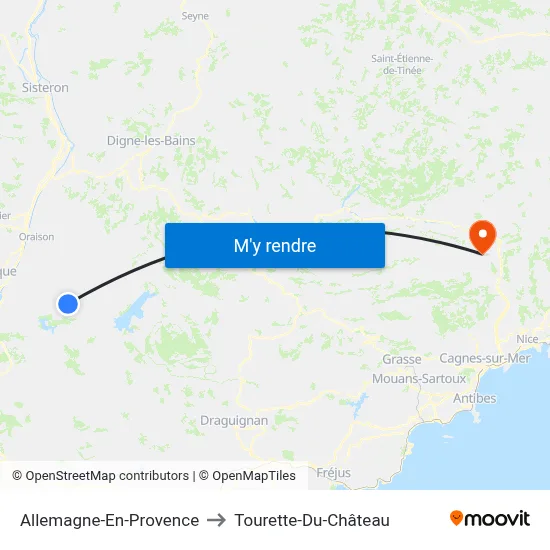 Allemagne-En-Provence to Tourette-Du-Château map