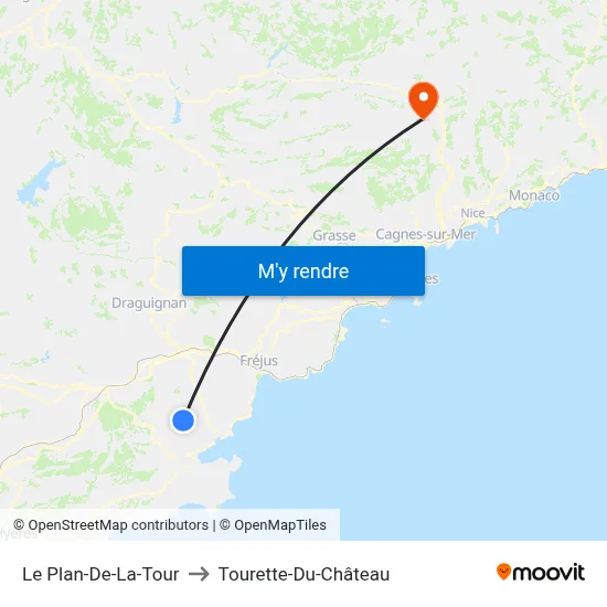 Le Plan-De-La-Tour to Tourette-Du-Château map