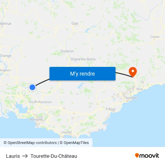 Lauris to Tourette-Du-Château map