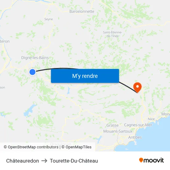 Châteauredon to Tourette-Du-Château map
