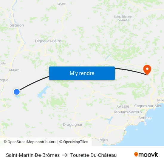 Saint-Martin-De-Brômes to Tourette-Du-Château map