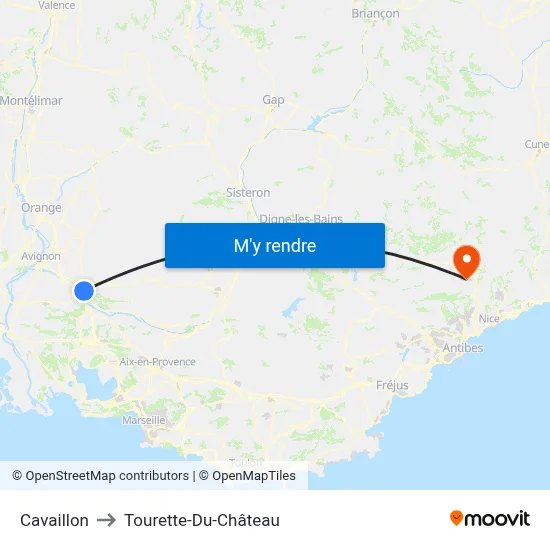Cavaillon to Tourette-Du-Château map