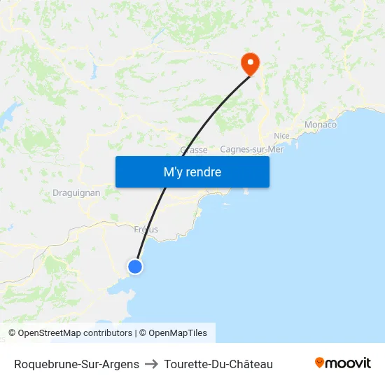 Roquebrune-Sur-Argens to Tourette-Du-Château map