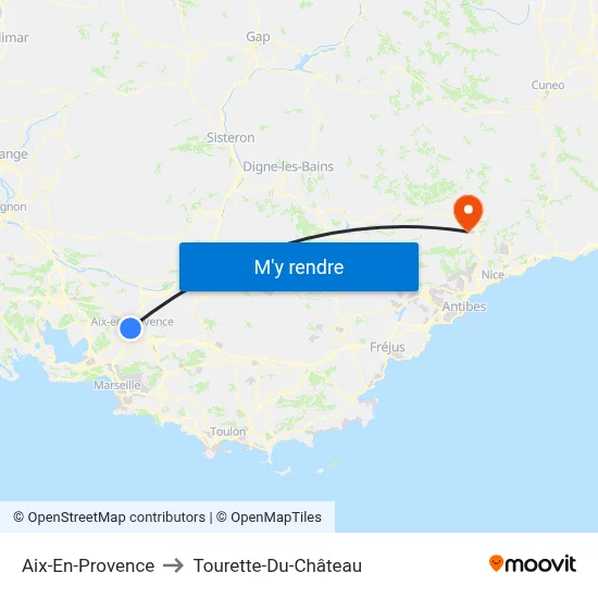 Aix-En-Provence to Tourette-Du-Château map
