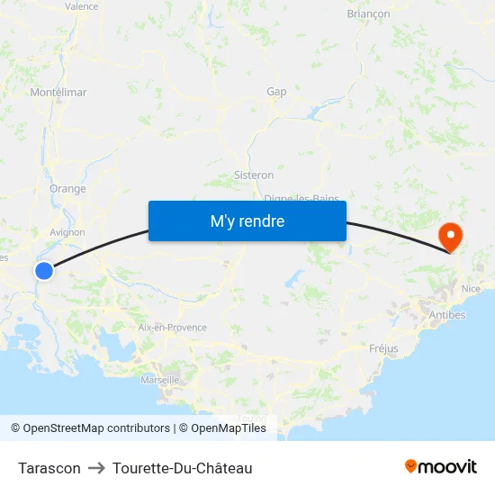 Tarascon to Tourette-Du-Château map