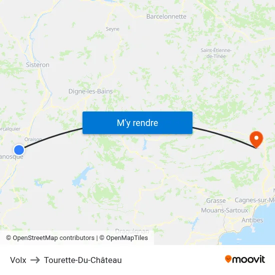 Volx to Tourette-Du-Château map