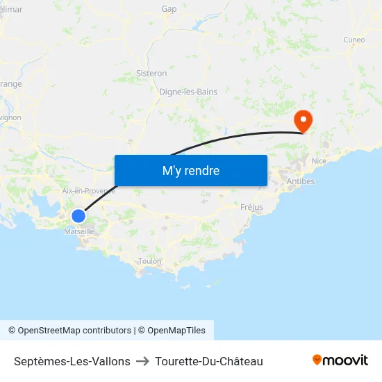 Septèmes-Les-Vallons to Tourette-Du-Château map