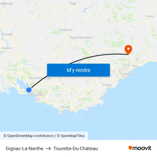 Gignac-La-Nerthe to Tourette-Du-Château map