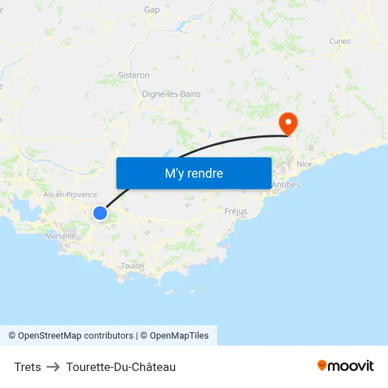 Trets to Tourette-Du-Château map