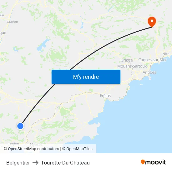 Belgentier to Tourette-Du-Château map
