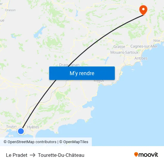 Le Pradet to Tourette-Du-Château map