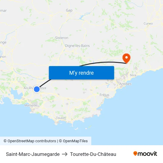 Saint-Marc-Jaumegarde to Tourette-Du-Château map
