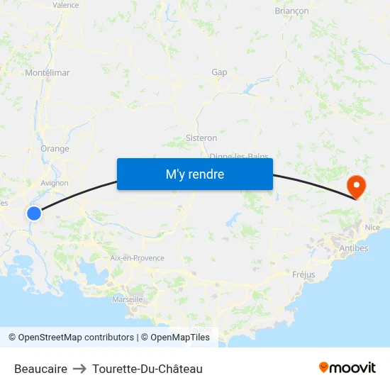 Beaucaire to Tourette-Du-Château map