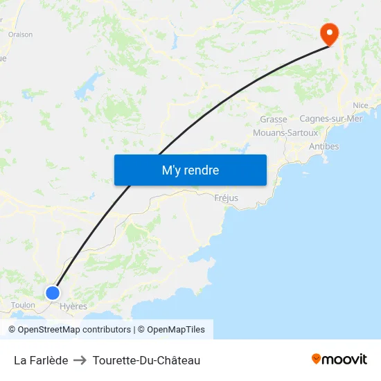 La Farlède to Tourette-Du-Château map