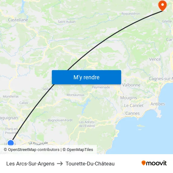 Les Arcs-Sur-Argens to Tourette-Du-Château map