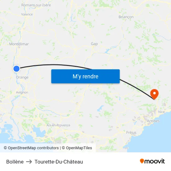Bollène to Tourette-Du-Château map
