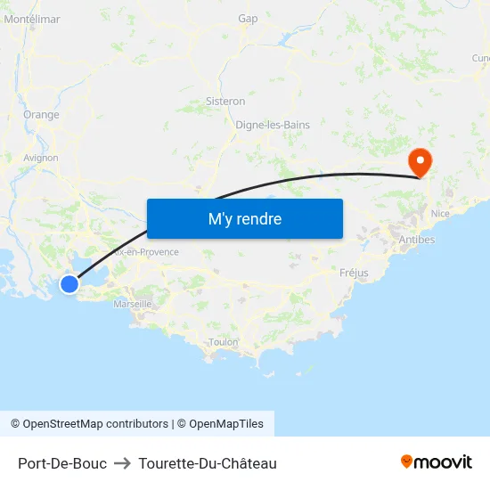 Port-De-Bouc to Tourette-Du-Château map