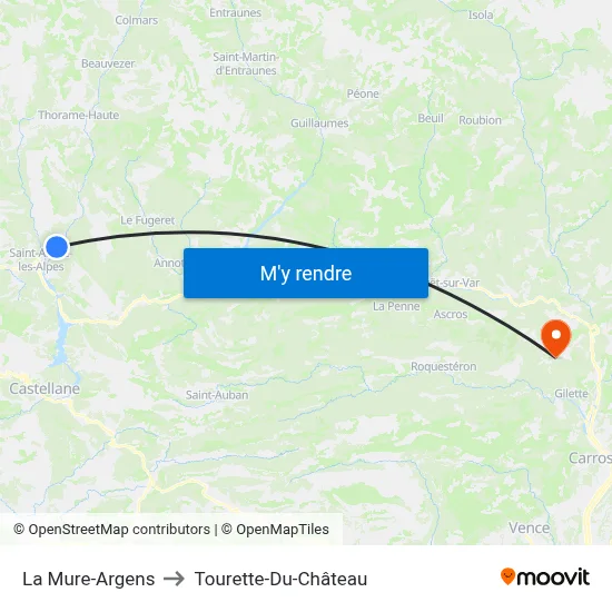 La Mure-Argens to Tourette-Du-Château map