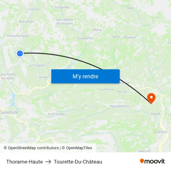 Thorame-Haute to Tourette-Du-Château map