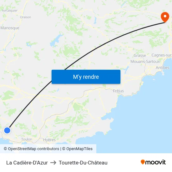 La Cadière-D'Azur to Tourette-Du-Château map