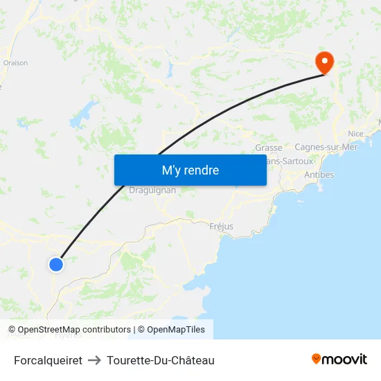 Forcalqueiret to Tourette-Du-Château map