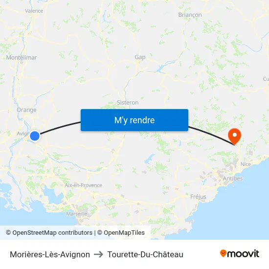 Morières-Lès-Avignon to Tourette-Du-Château map