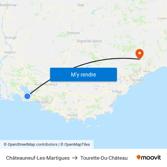 Châteauneuf-Les-Martigues to Tourette-Du-Château map
