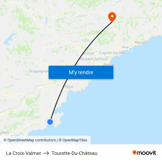 La Croix-Valmer to Tourette-Du-Château map