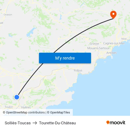 Solliès-Toucas to Tourette-Du-Château map
