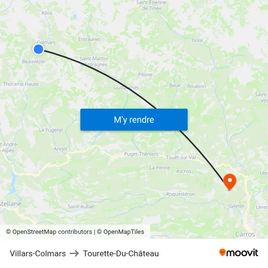 Villars-Colmars to Tourette-Du-Château map