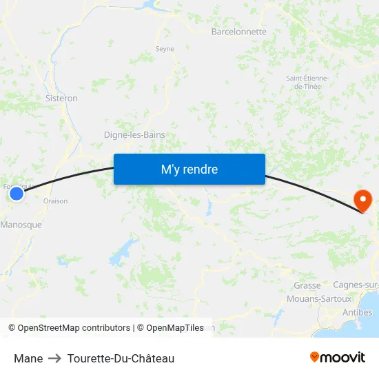 Mane to Tourette-Du-Château map