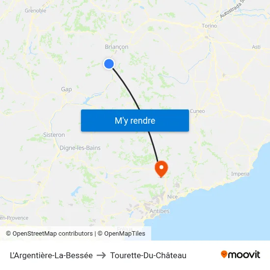 L'Argentière-La-Bessée to Tourette-Du-Château map