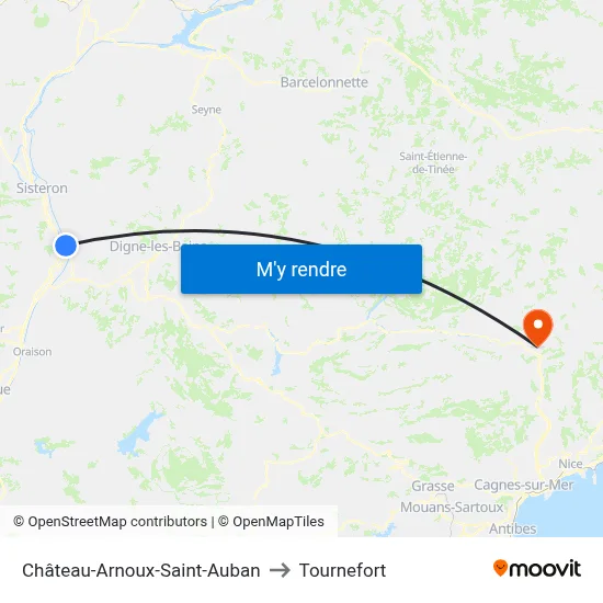 Château-Arnoux-Saint-Auban to Tournefort map