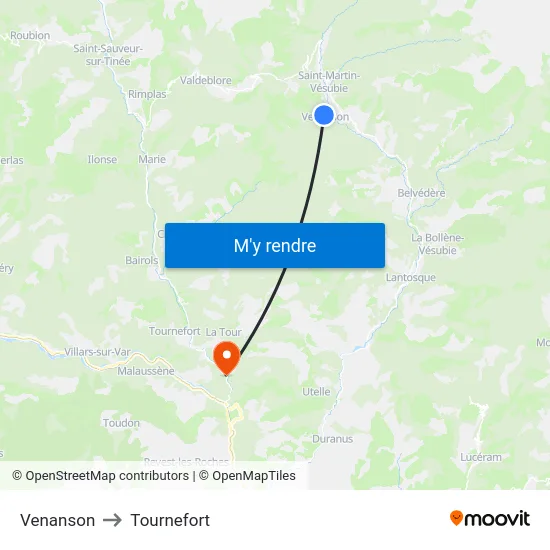 Venanson to Tournefort map