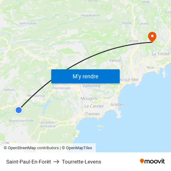 Saint-Paul-En-Forêt to Tourrette-Levens map