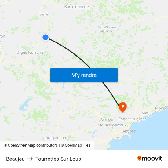 Beaujeu to Tourrettes-Sur-Loup map