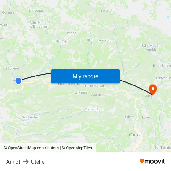 Annot to Utelle map