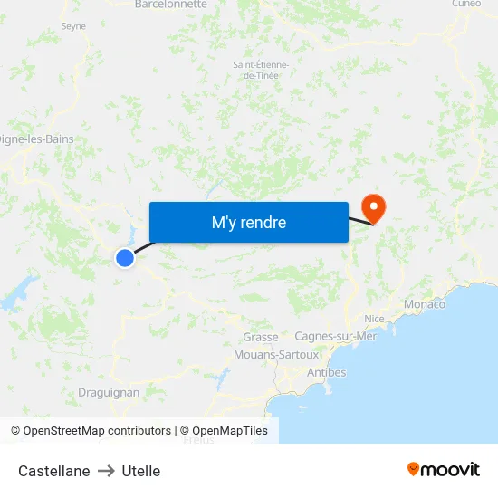 Castellane to Utelle map
