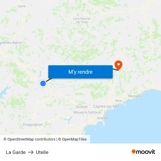 La Garde to Utelle map