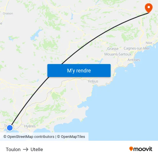 Toulon to Utelle map