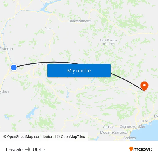 L'Escale to Utelle map