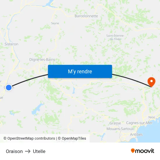 Oraison to Utelle map