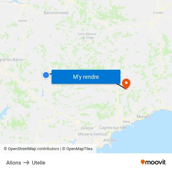 Allons to Utelle map