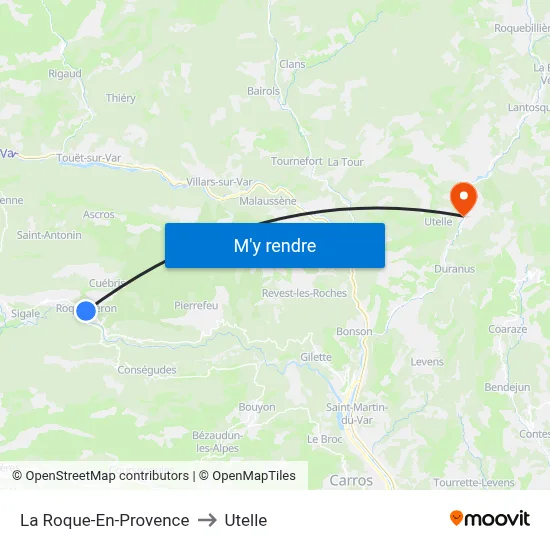 La Roque-En-Provence to Utelle map