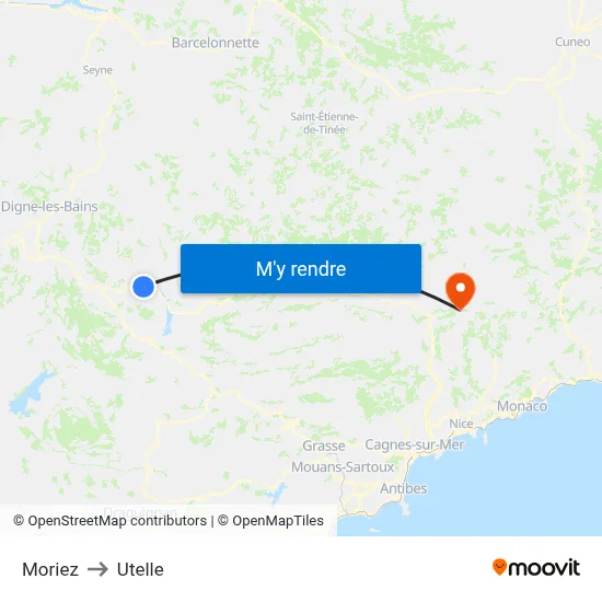 Moriez to Utelle map