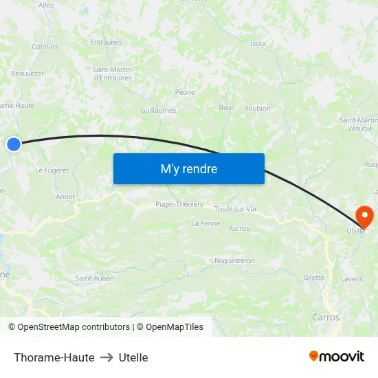 Thorame-Haute to Utelle map