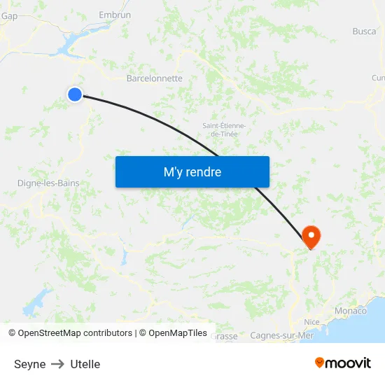 Seyne to Utelle map